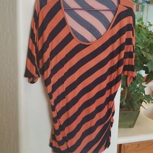 Women's XL peach and navy stripped shirt